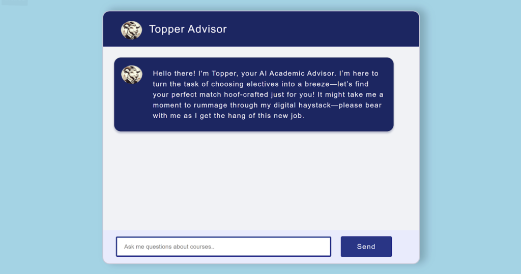 Topper Advisor chatbot UI